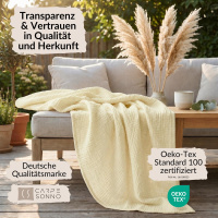 Musselin Decke 150x200 cm aus 100% Baumwolle – Einfarbig Creme