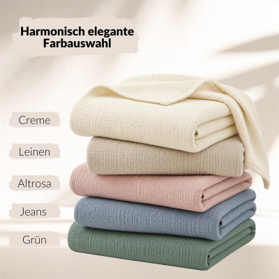 Musselin Decke 150x200 cm aus 100% Baumwolle – Einfarbig Grün