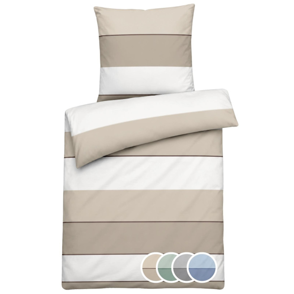 Mako-Satin Bettwäsche aus 100% Baumwolle – Blockstreifen