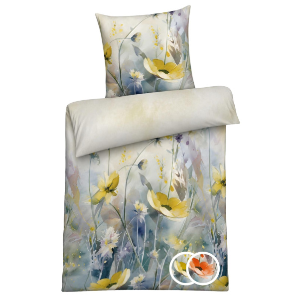 Mako-Satin Bettwäsche aus 100% Baumwolle – Mohnblume