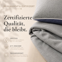Biber Bettwäsche 155x220 cm aus 100% Baumwolle – Marine/Grau