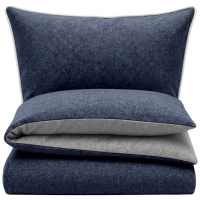 Biber Bettwäsche 155x220 cm aus 100% Baumwolle – Marine/Grau