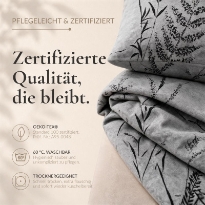 Biber Bettwäsche 135x200 cm aus 100% Baumwolle – Melange Gräser Grün
