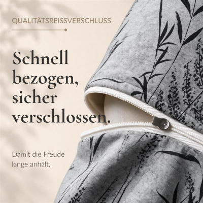 Biber Bettwäsche 135x200 cm aus 100% Baumwolle – Melange Gräser Grün