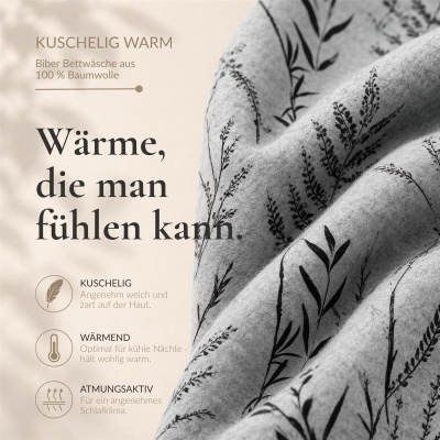 Biber Bettwäsche 135x200 cm aus 100% Baumwolle – Melange Gräser