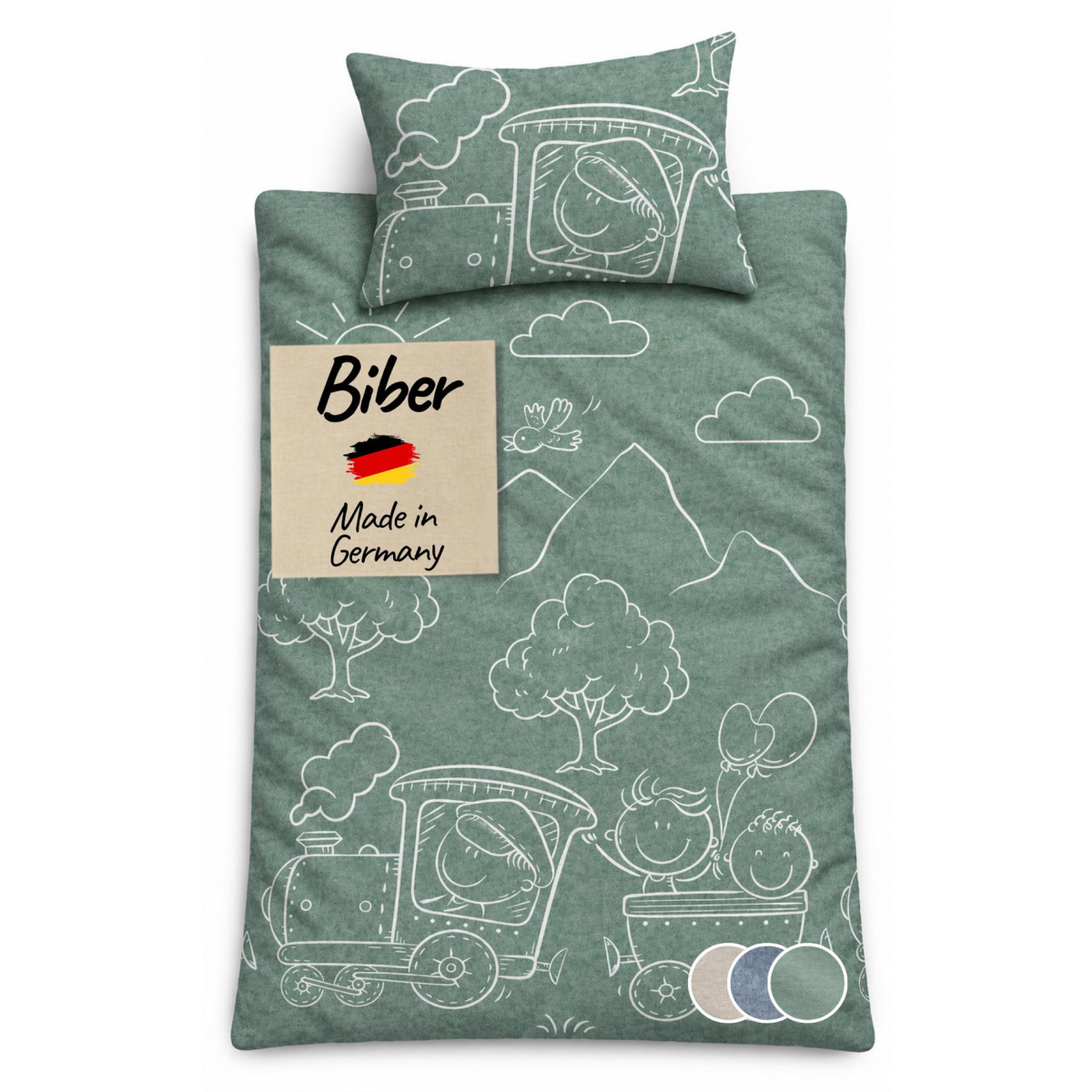 Biber Kinderbettwäsche 135x200 cm aus 100% Baumwolle...