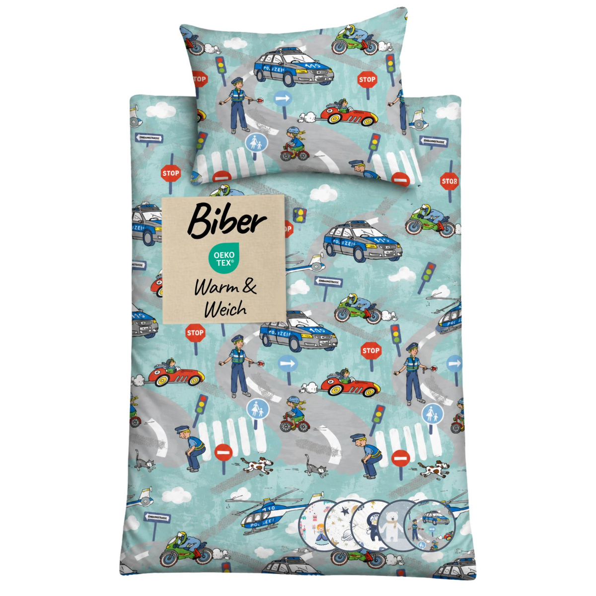 Biber Kinderbettwäsche 135x200 cm aus 100% Baumwolle...