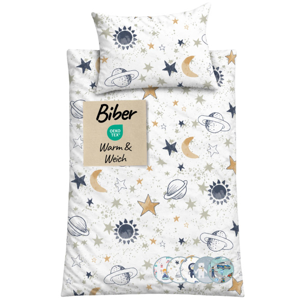 Biber Kinderbettwäsche 135x200 cm aus 100% Baumwolle – Universum