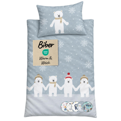 Biber Kinderbettwäsche 100x135 cm aus 100% Baumwolle – Eisbären