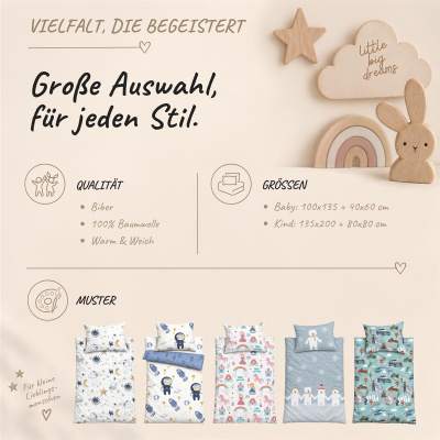 Biber Kinderbettwäsche 100x135 cm aus 100% Baumwolle – Eisbären
