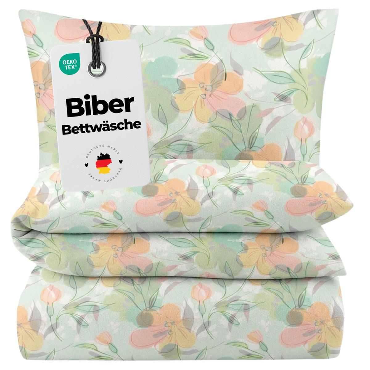 Biber Bettwäsche 155x220, Blumen