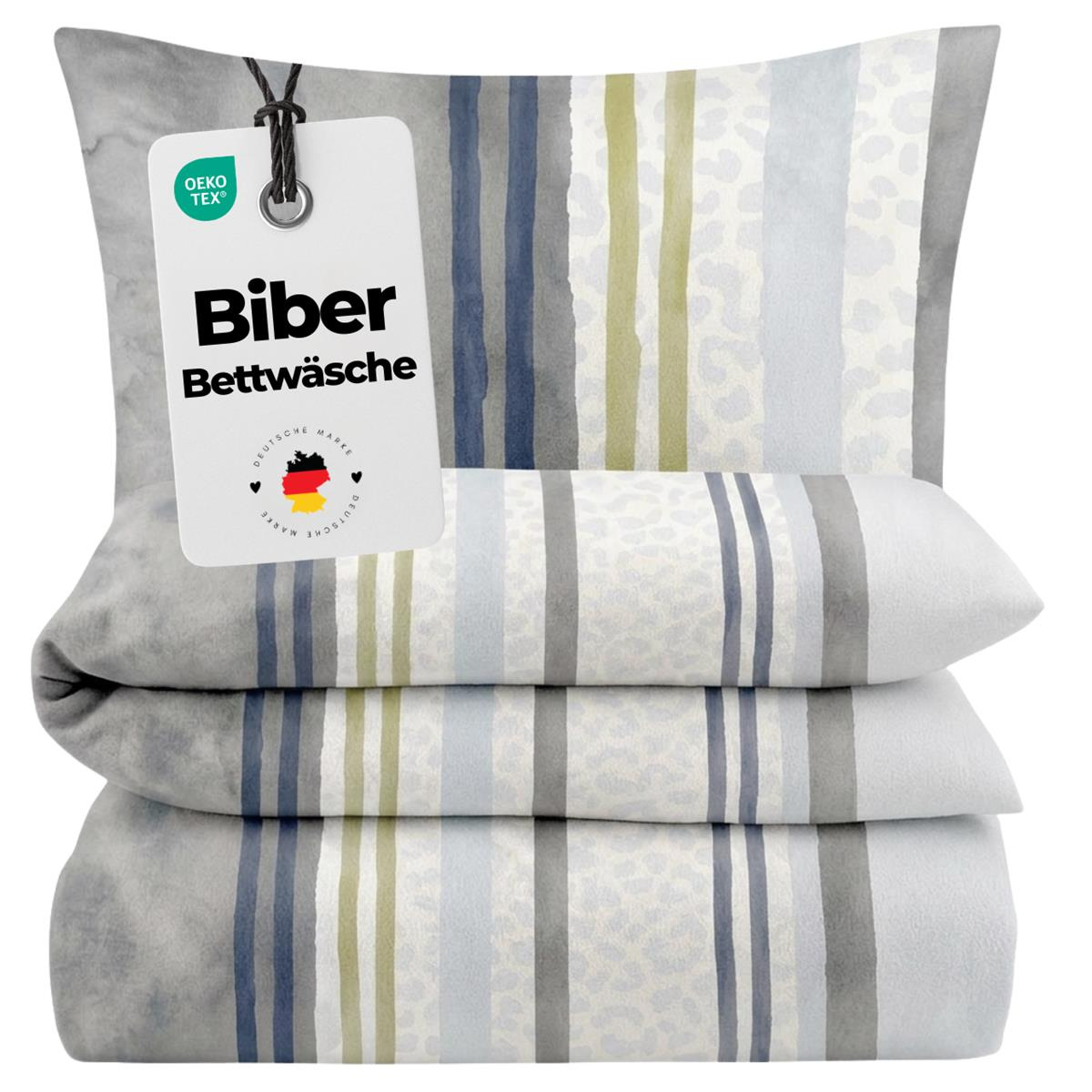 Biber Bettwäsche 135x200 cm aus 100% Baumwolle...