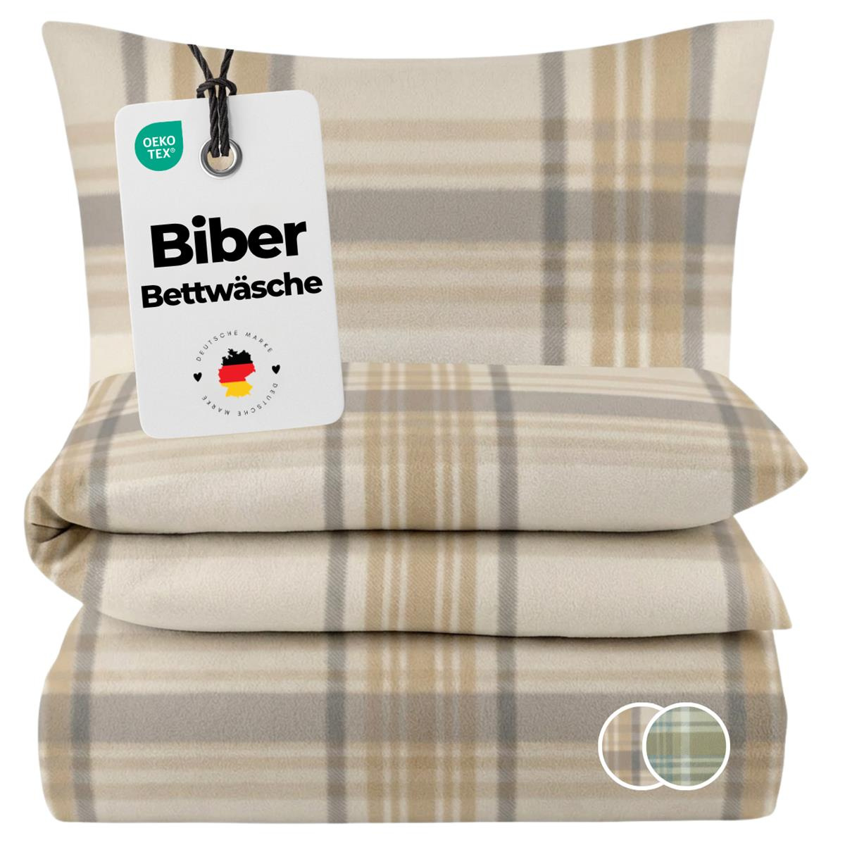 Biber Bettwäsche 135x200 cm aus 100% Baumwolle...