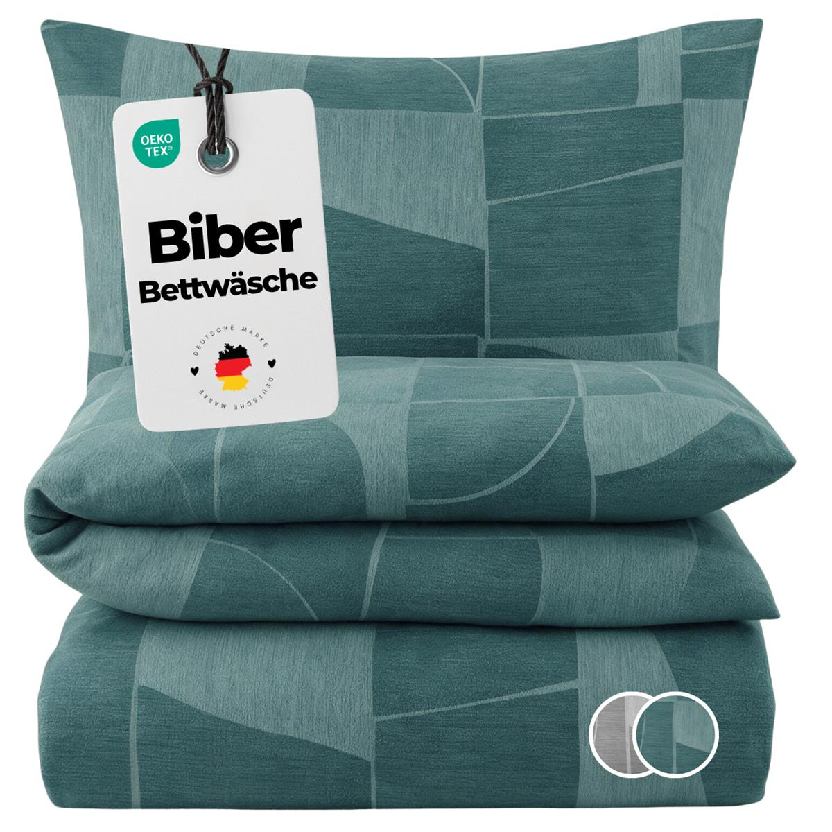 Biber Bettwäsche 135x200 cm aus 100% Baumwolle...