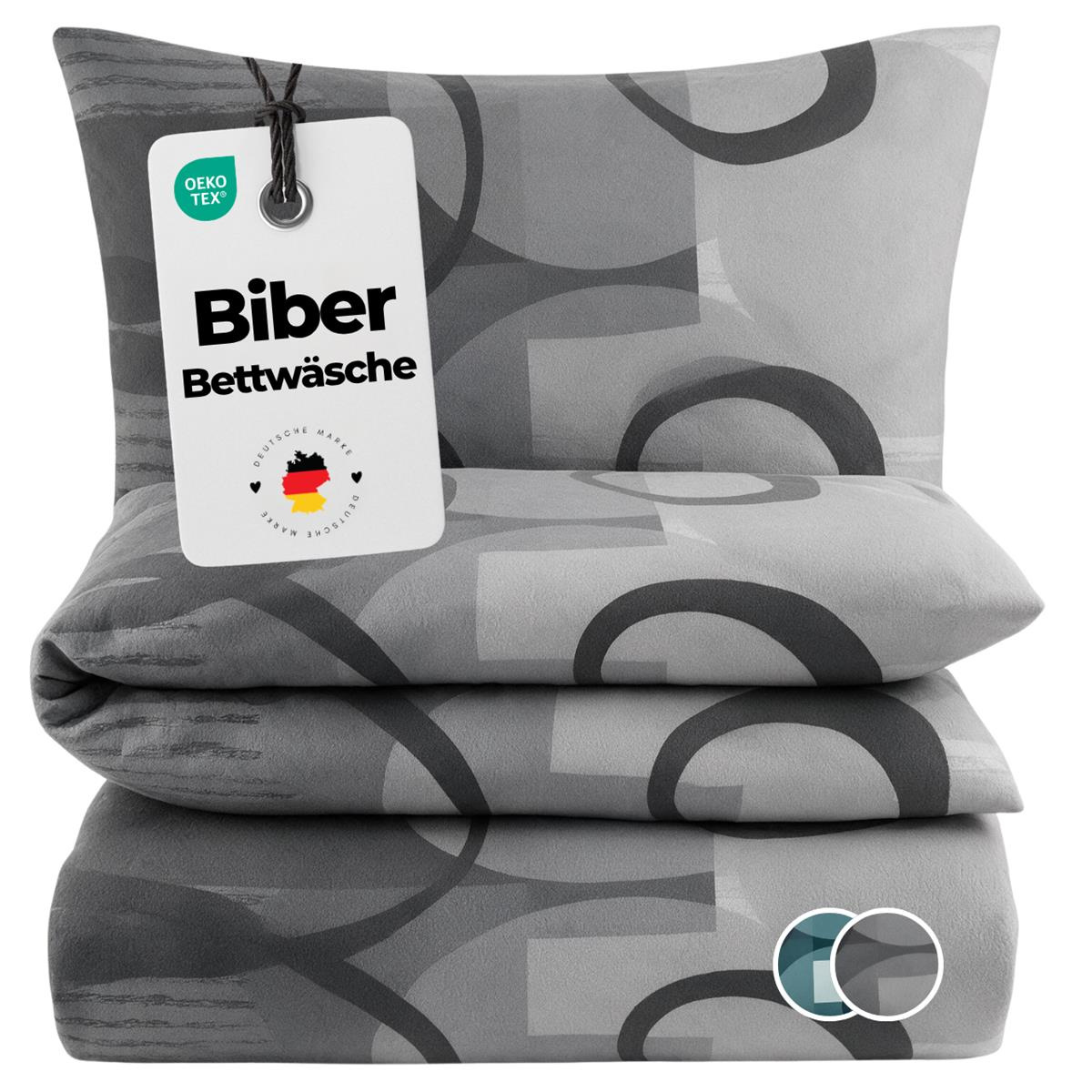 Biber Bettwäsche 135x200 cm aus 100% Baumwolle...