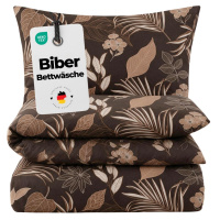 Biber Bettwäsche 135x200 cm aus 100% Baumwolle – Blüten & Blätter