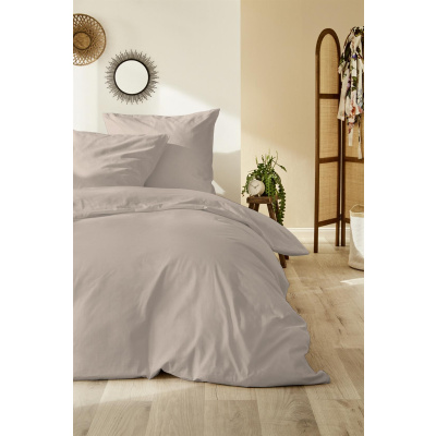 Biber Bettwäsche 135x200 cm aus 100% Baumwolle – Beige Uni