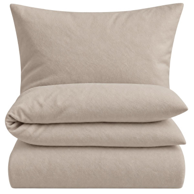 Biber Bettwäsche 135x200 cm aus 100% Baumwolle – Beige Uni