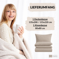 Biber Bettwäsche 135x200 cm aus 100% Baumwolle – Beige Uni