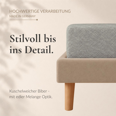 Feinbiber Spannbettlaken 180x200 - 200x200 cm aus 100% Baumwolle – Grau Melange