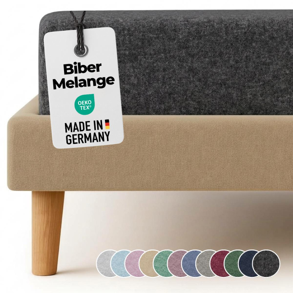 Feinbiber Spannbettlaken 140x200 - 160x200 cm aus 100% Baumwolle – Melange Anthrazit