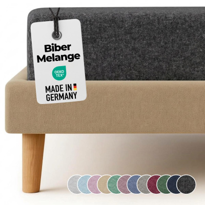 Feinbiber Spannbettlaken 140x200 - 160x200 cm aus 100% Baumwolle – Melange Anthrazit