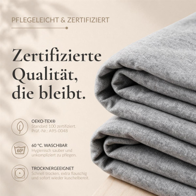Feinbiber Spannbettlaken 180x200 - 200x200 cm aus 100% Baumwolle – Melange Anthrazit