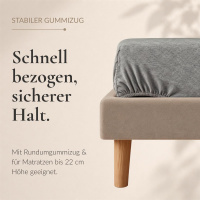 Feinbiber Spannbettlaken 180x200 - 200x200 cm aus 100% Baumwolle – Melange Anthrazit