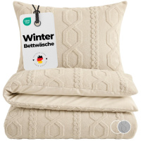 Microfaser Bettwäsche 135x200 + 80x80 cm aus 100% Polyester – Strickmuster