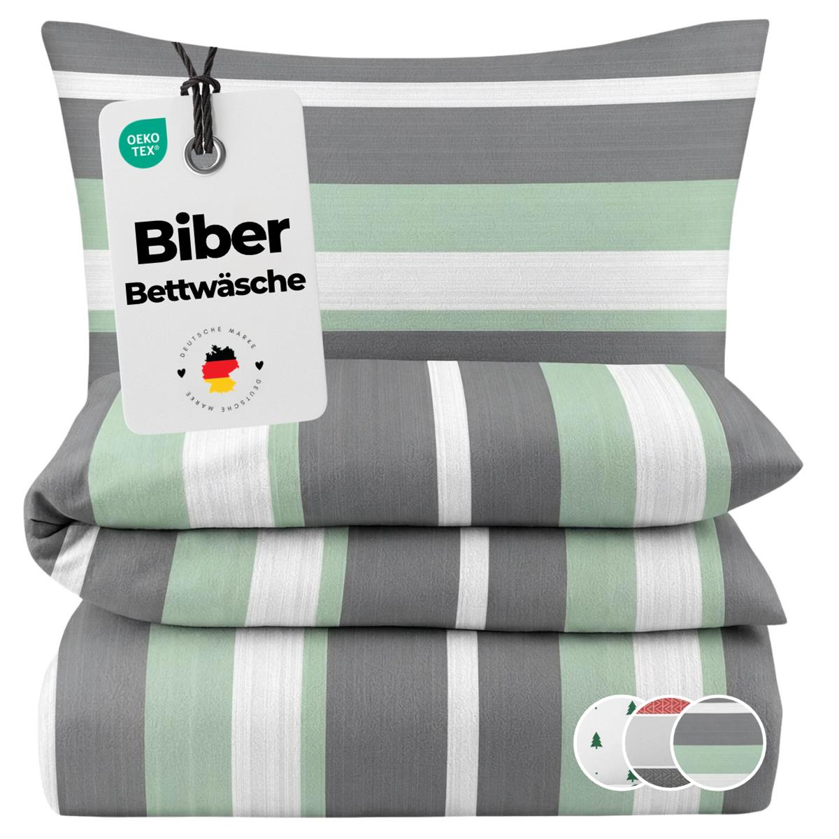Biber Bettwäsche 135x200 cm aus 100% Baumwolle...
