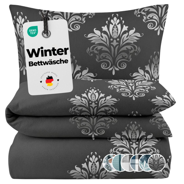 Winter Polycotton Bettwäsche aus 69% Baumwolle, 31% Polyester 135x200 cm Ornamente