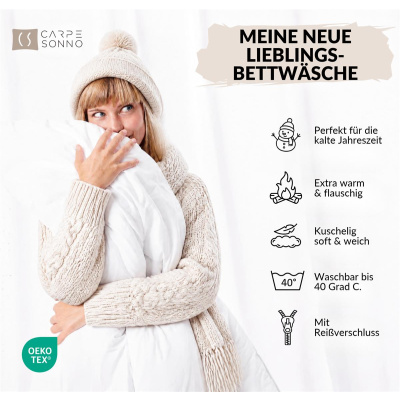 Winter Polycotton Bettwäsche aus 69% Baumwolle, 31% Polyester 135x200 cm Kariert Blau Grau