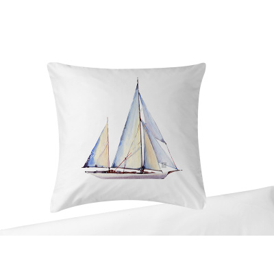 Mako Satin Bettwäsche Segelboot aus 100% Baumwolle 135cm x 200cm + 1x (80cm x 80cm)