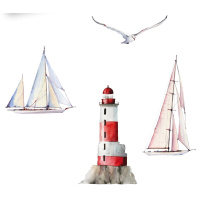 Mako Satin Bettwäsche Segelboot aus 100% Baumwolle 135cm x 200cm + 1x (80cm x 80cm)