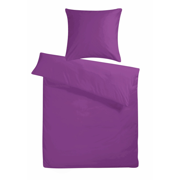 Mako Satin Bettwäsche Lila Uni aus 100% Baumwolle 200cm x 220cm + 2x (80cm x 80cm)