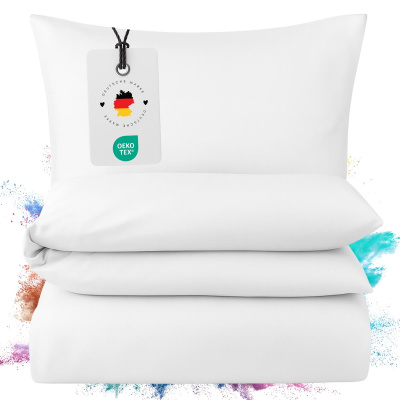 Mako-Satin Bettwäsche 155x220 cm aus 100% Baumwolle – Uni Weiß
