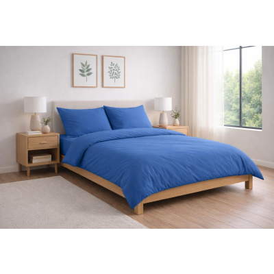 Mako-Satin Bettwäsche 155x220 cm aus 100% Baumwolle – Uni Blau