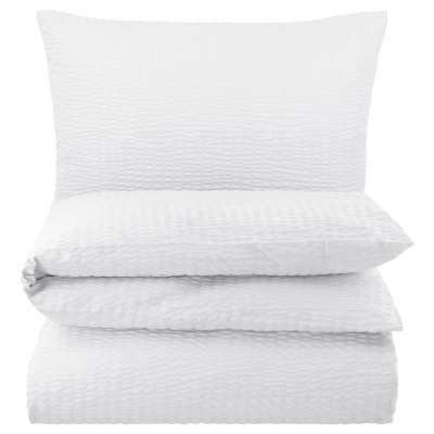Seersucker Bettwäsche 155x220 cm aus 100% Baumwolle – Weiß