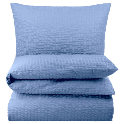 Seersucker Bettwäsche 155x220 cm aus 100% Baumwolle – Hellblau