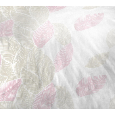 Seersucker Bettwäsche 155x220 cm aus 100% Baumwolle – Blätter Creme Rosa