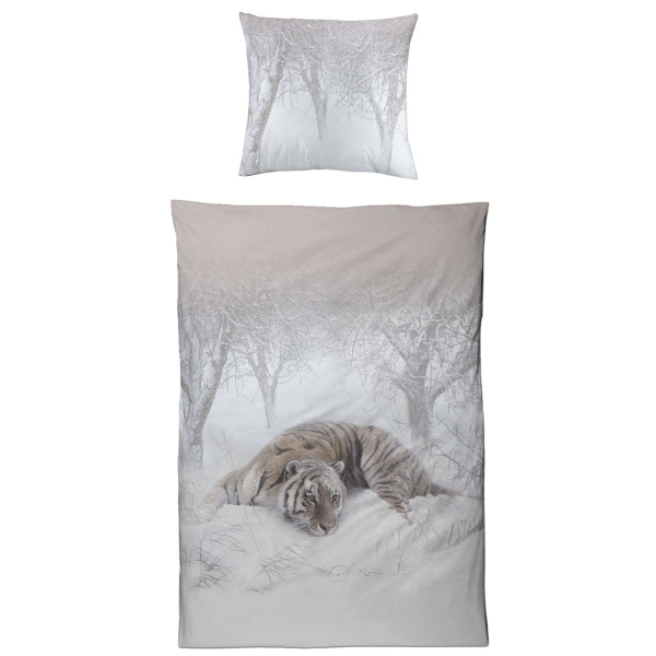 Interlock-Jersey Bettwäsche 135x200 cm aus 100% Baumwolle – Tiger