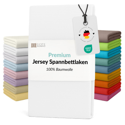Fein-Jersey Bettlaken 140x200 - 160x200 cm aus 100% Baumwolle – Weiß