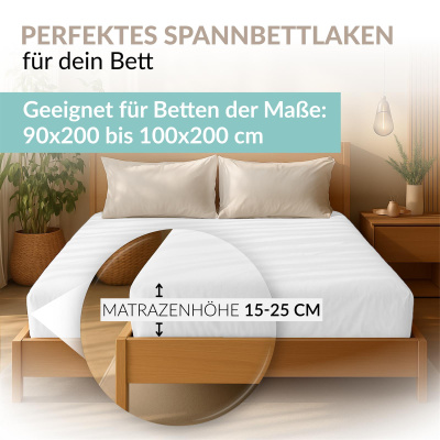 Fein-Jersey Bettlaken 140x200 - 160x200 cm aus 100% Baumwolle – Weiß