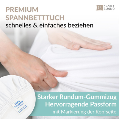 Fein-Jersey Bettlaken 140x200 - 160x200 cm aus 100% Baumwolle – Weiß