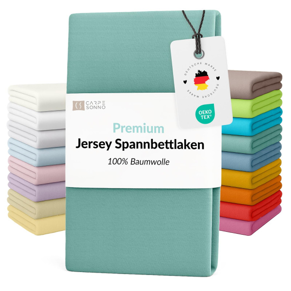Fein-Jersey Bettlaken 140x200 - 160x200 cm aus 100% Baumwolle – Aqua