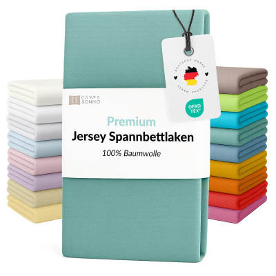 Fein-Jersey Bettlaken 140x200 - 160x200 cm aus 100% Baumwolle – Aqua