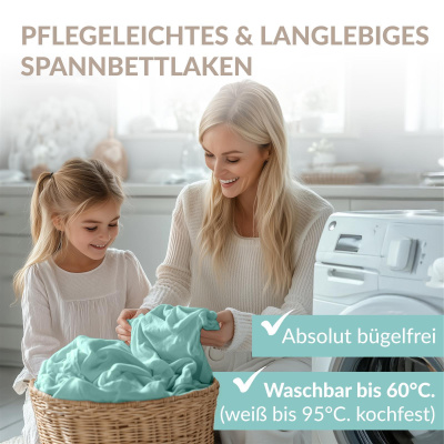 Fein-Jersey Bettlaken 180x200 - 200x200 cm aus 100% Baumwolle – Aqua