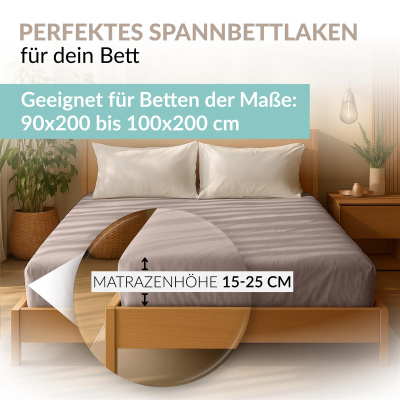 Fein-Jersey Bettlaken 180x200 - 200x200 cm aus 100% Baumwolle – Basalt