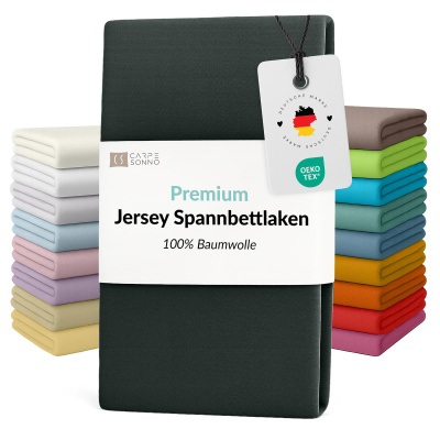 Fein-Jersey Bettlaken 140x200 - 160x200 cm aus 100% Baumwolle – Anthrazit