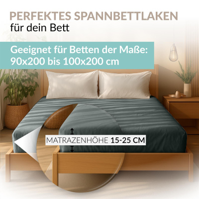 Fein-Jersey Bettlaken 140x200 - 160x200 cm aus 100% Baumwolle – Anthrazit